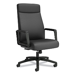 Union & Scale Prestige Bonded Leather Manager Chair, Supports Up to 275 lb, Black Seat/Back, Black Base (UOS59408)