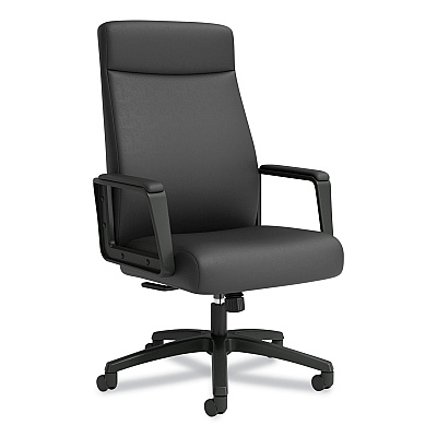 Union & Scale Prestige Bonded Leather Manager Chair, Supports Up to 275 lb, Black Seat/Back, Black Base (UOS59408)