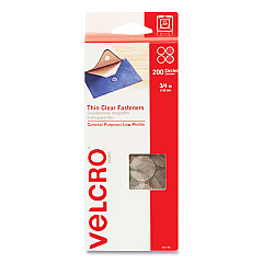 Velcro Sticky-Back Fasteners, Complete Sets, 0.75" dia, Clear, 200/Pack (VEK95194)