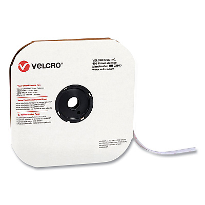 Velcro Sticky-Back Fasteners, Loop Side, 0.63" x 75 ft, White (VEK190821)