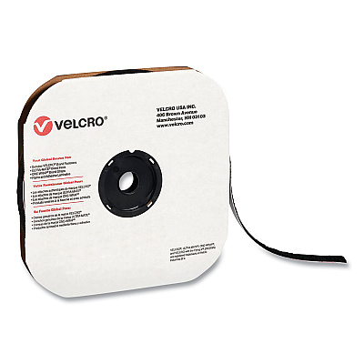 Velcro Sticky-Back Fasteners, Loop Side, 0.63" x 75 ft, Black (VEK190836)