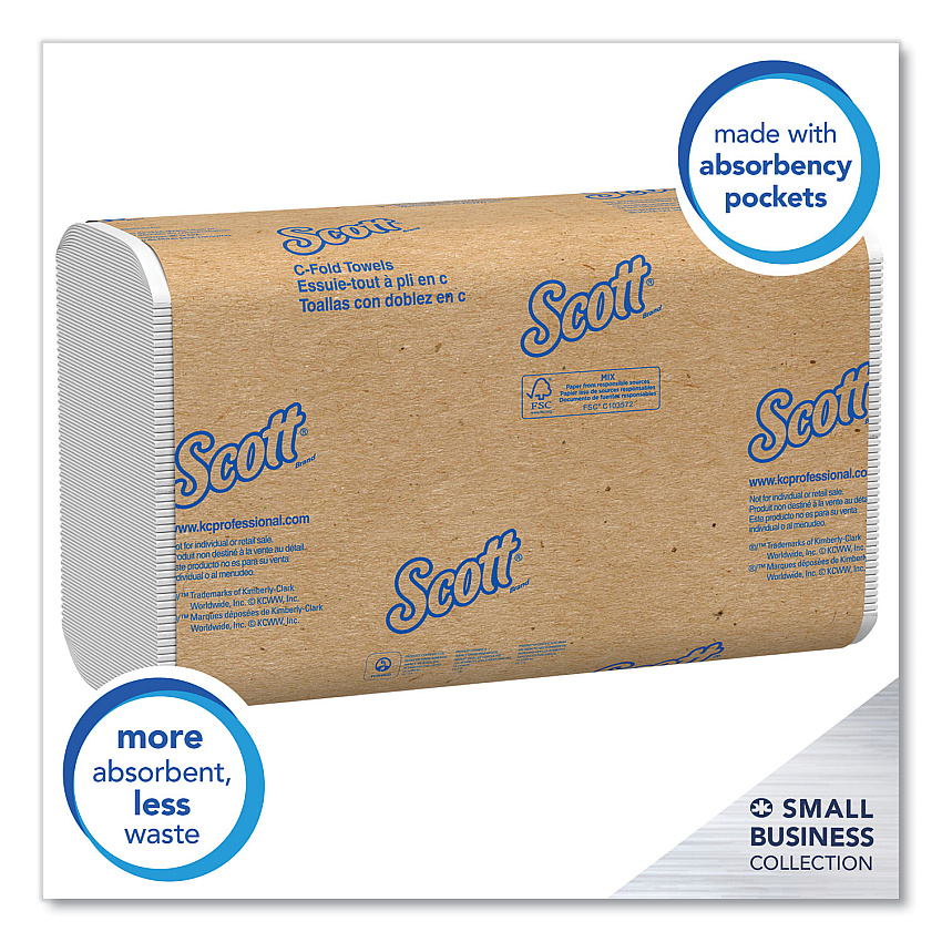 Scott Essential C-Fold Towels for Business, Convenience Pack, 1-Ply, 10.13 x 13.15, White, 200/Pack, 9 Packs/Carton (KCC03623)