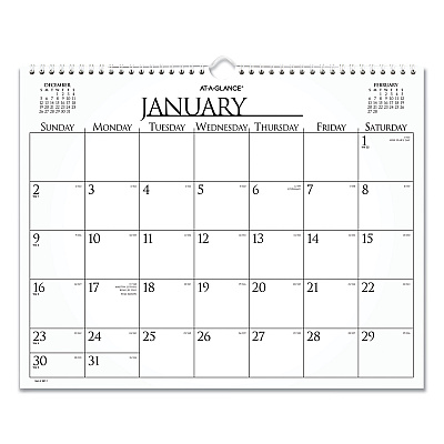 AT-A-GLANCE Business Monthly Wall Calendar, 15 x 12, White/Black Sheets, 12-Month (Jan to Dec): 2026 (997114)