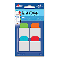 Avery Ultra Tabs Repositionable Tabs, Mini Tabs: 1" x 1.5", 1/5-Cut, Assorted Colors, 40/Pack (AVE74760)