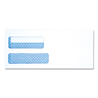 Universal Double Window Business Envelope, #10, Square Flap, Self-Adhesive Closure, 4.13 x 9.5, White, 500/Box (UNV36104)