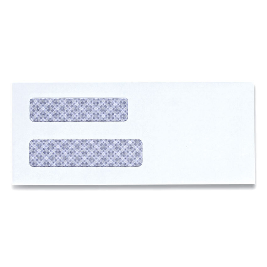 Universal Double Window Business Envelope, #8 5/8, Square Flap, Self-Adhesive Closure, 3.63 x 8.63, White, 500/Box (UNV35218)