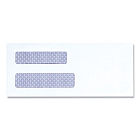 Universal Double Window Business Envelope, #8 5/8, Square Flap, Gummed Closure, 3.63 x 8.88, White, 500/Box (UNV35213)