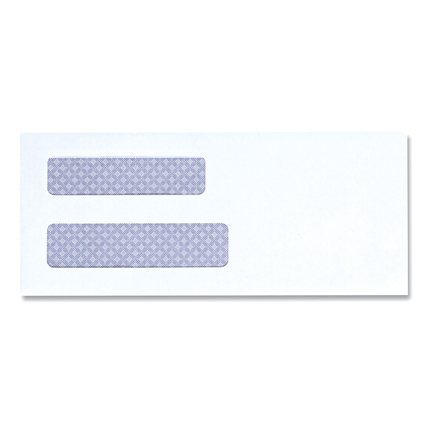 Universal Double Window Business Envelope, #8 5/8, Square Flap, Gummed Closure, 3.63 x 8.88, White, 500/Box (UNV35213)