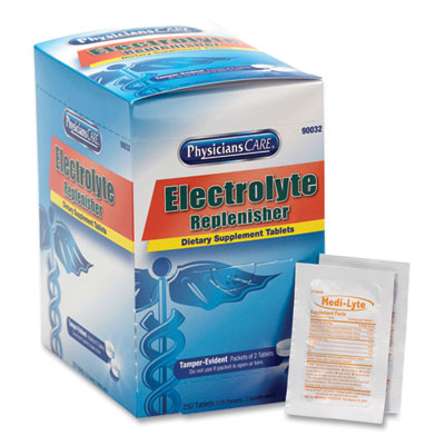 PhysiciansCare Electrolyte Tabs, Individually Wrapped, 2 Tablets/Pack, 125 Packs/Box (90032)