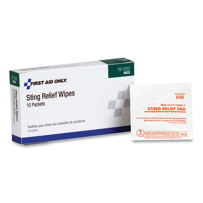PhysiciansCare by First Aid Only First Aid Sting Relief Pads, 10/Box (FAO19002)