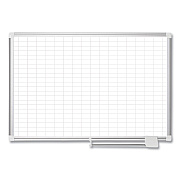 MasterVision Gridded Magnetic Steel Dry Erase Planning Board, 1 x 2 Grid, 72 x 48, White Surface, Silver Aluminum Frame (BVCMA2792830)