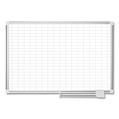 MasterVision Gridded Magnetic Steel Dry Erase Planning Board, 1 x 2 Grid, 72 x 48, White Surface, Silver Aluminum Frame (BVCMA2792830)