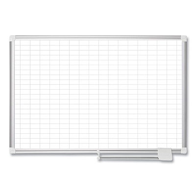 MasterVision Gridded Magnetic Steel Dry Erase Planning Board, 1 x 2 Grid, 72 x 48, White Surface, Silver Aluminum Frame (BVCMA2792830)