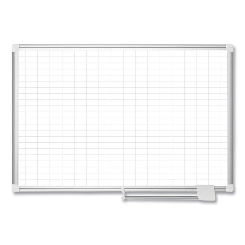 MasterVision Gridded Magnetic Steel Dry Erase Planning Board, 1 x 2 Grid, 72 x 48, White Surface, Silver Aluminum Frame (BVCMA2792830)