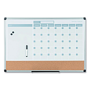 MasterVision 3-in-1 Planner Board, 24 x 18, Tan/White/Blue Surface, Silver Aluminum Frame (BVCMB3507186)