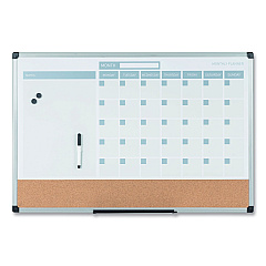 MasterVision 3-in-1 Planner Board, 24 x 18, Tan/White/Blue Surface, Silver Aluminum Frame (BVCMB3507186)