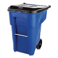 Rubbermaid Commercial Square Brute Rollout Container, 50 gal, Molded Plastic, Blue (RCP9W27BLU)