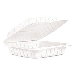 Dart Hinged Lid Containers, Single Compartment, 9 x 8.8 x 3, White, Plastic, 150/Carton (DCC90MFPPHT1R)