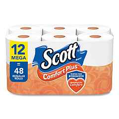 Scott ComfortPlus Toilet Paper, Mega Roll, Septic Safe, 1-Ply, White, 425 Sheets/Roll, 12 Rolls/Pack (KCC54245)