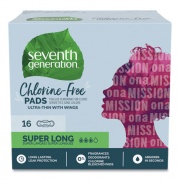 Seventh Generation Chlorine-Free Ultra Thin Pads with Wings, Super Long, 16/Pack, 6 Packs/Carton (450046)