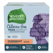 Seventh Generation Chlorine-Free Ultra Thin Pads with Wings, Overnight, 14/Pack, 6 Packs/Carton (450039)