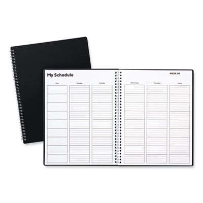 TRU RED Weekly Teacher Planner, Two-Page Spread (Nine Classes), 11 x 8.5, Black Cover (TUD5949821)