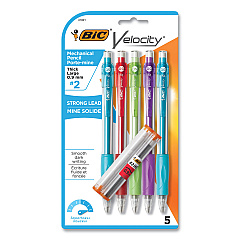 BIC Velocity Original Mechanical Pencil, 0.9 mm, HB (#2), Black Lead, Assorted Barrel Colors, 5/Pack (BIC41021)