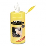 Fellowes Screen Cleaning Wet Wipes, 5.12 x 5.90, 100/Tub (99703)