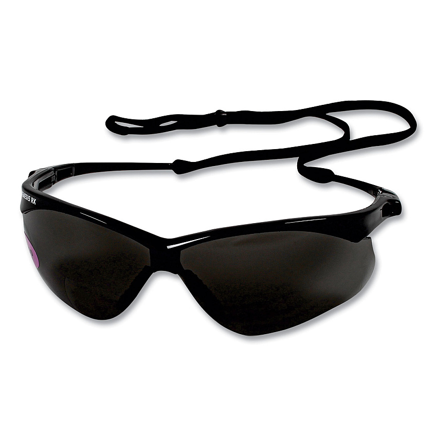 KleenGuard V60 Nemesis Rx Reader Safety Glasses, Black Frame, Smoke Lens, +2.5 Diopter Strength, 6/Box (KCC22519)