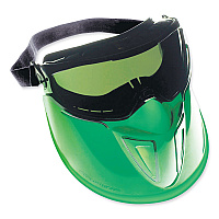 KleenGuard V90 Shield Safety Goggles with Face Shield, Over Glasses, Green Anti-Fog Lens, 6/Box (18631)