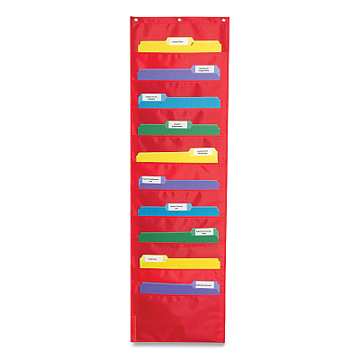 Carson-Dellosa Education Storage Pocket Chart, 10 Pockets, Hanger Grommets, 14 x 47, Red (CDPCD5653)