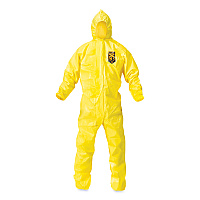 KleenGuard A70 Chemical Spray Protection Coveralls, Hooded, Storm Flap, Medium, Yellow, 12/Carton (KCC09812)
