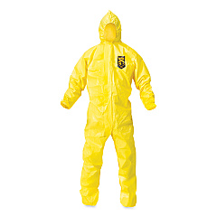 KleenGuard A70 Chemical Spray Protection Coveralls, Hooded, Storm Flap, Medium, Yellow, 12/Carton (KCC09812)