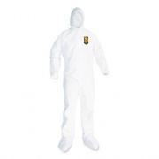 KleenGuard A20 Breathable Particle Protection Coveralls, Elastic Back, Hood and Boots, Large, White, 24/Carton (49123)