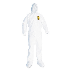 KleenGuard A20 Breathable Particle Protection Coveralls, Elastic Back, Hood and Boots, Large, White, 24/Carton (KCC49123)