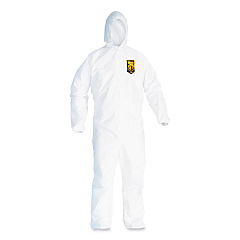KleenGuard A20 Breathable Particle Protection Coveralls, Elastic Back, Hood, Medium, White, 24/Carton (KCC49112)