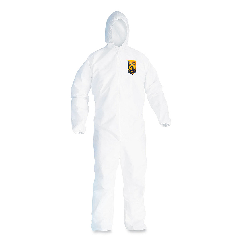 KleenGuard A20 Breathable Particle Protection Coveralls, Elastic Back, Hood, Medium, White, 24/Carton (KCC49112)