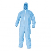 KleenGuard A65 Zipper Front Flame-Resistant Hooded Coveralls, Elastic Wrist and Ankles, X-Large, Blue, 25/Carton (45324)