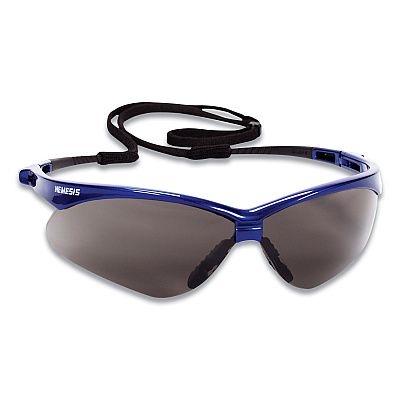 KleenGuard Nemesis Safety Glasses, Metallic Blue Frame, Smoke Lens, 12/Box (KCC47387)