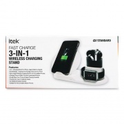Itek 3-in-1 Qi Wireless Charging Stand, USB-C Cable, Black (WSC61772)