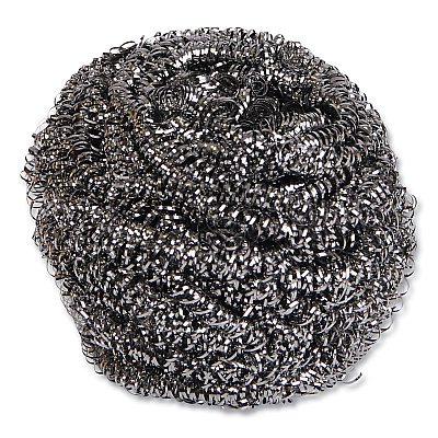Boardwalk Stainless Steel Scrubber, Large Size, 2.5 x 2.75, Steel Gray, 12/Carton (BWK50)