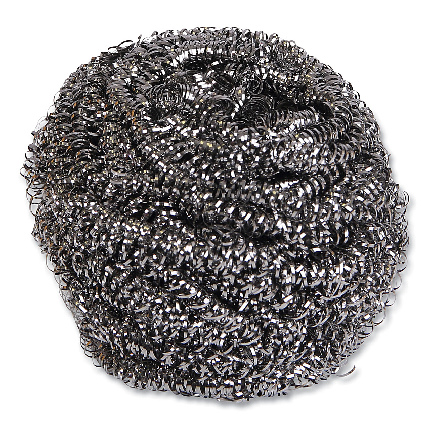 Boardwalk Stainless Steel Scrubber, Large Size, 2.5 x 2.75, Steel Gray, 12/Carton (BWK50)