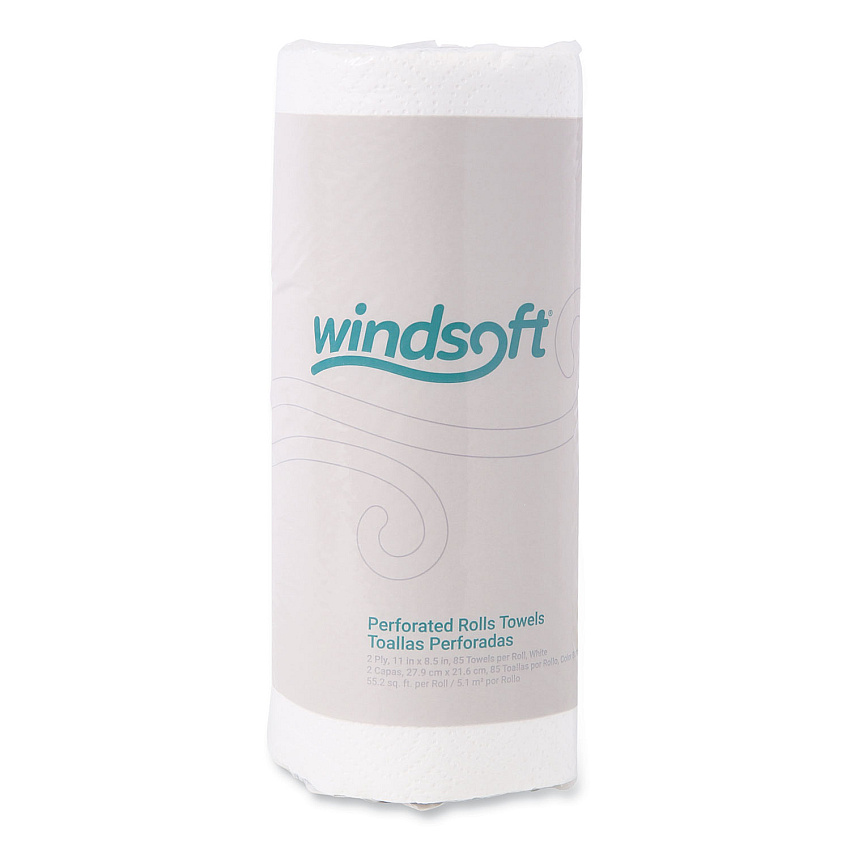 Windsoft Kitchen Roll Towels, 2-Ply, 11 x 8.5, White, 85/Roll, 30 Rolls/Carton (WIN122085CTB)
