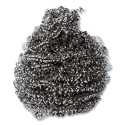 AmerCareRoyal Stainless Steel Sponge, Polybagged, 1.50 oz, Gray, 12/Pack, 12/Packs/Carton (RPPS730)