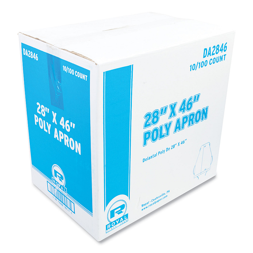 AmerCareRoyal Poly Apron, 28 x 46,  One Size Fits All, White, 100/Pack, 10 Packs/Carton (RPPDA2846)