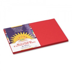 SunWorks Construction Paper, 58 lb Text Weight, 12 x 18, Red, 50/Pack (P6107)