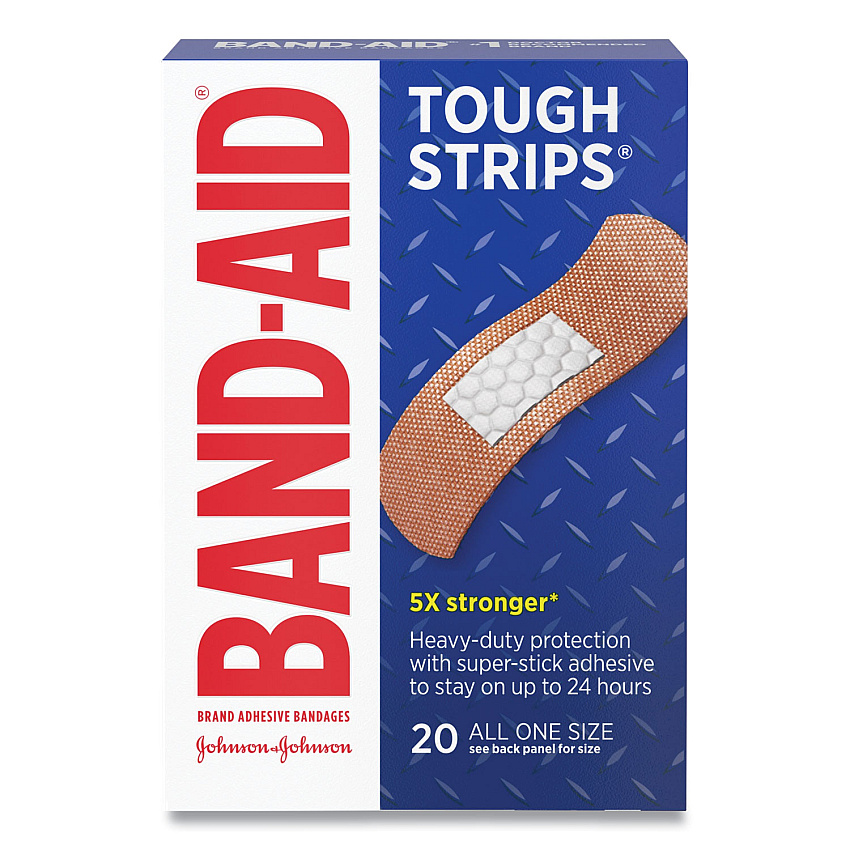 BAND-AID Flexible Fabric Adhesive Tough Strip Bandages, 1 x 4, 20/Box (JOJ4408)