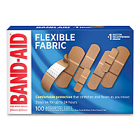 BAND-AID Flexible Fabric Adhesive Bandages, Assorted, 100/Box (JOJ11507800)