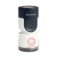 ACCUSTAMP Pre-Inked Round Stamp, Smiley, 0.63" dia, Red (COS030725)