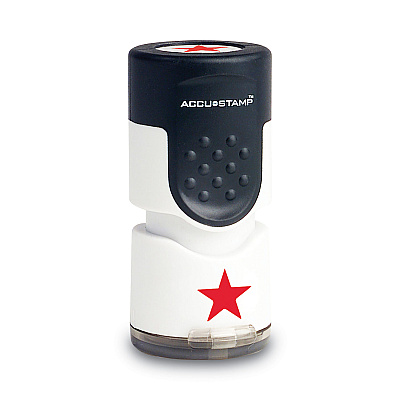 ACCUSTAMP Pre-Inked Round Stamp with Microban, Star, 0.63" dia, Red (COS030726)
